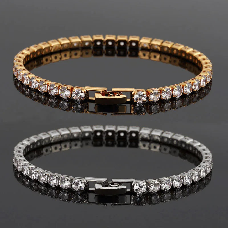 Wholesale 18k Gold Plated Cubic Zirconia Iced Out Cz Tennis Bracelet Stainless Steel Fashion Jewelry Custom Diamond Men Bracelet