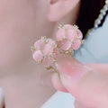SC Korean Temperament Women Stud Earrings Fashion Silver Plated Earrings Colored Opal Flower Earrings