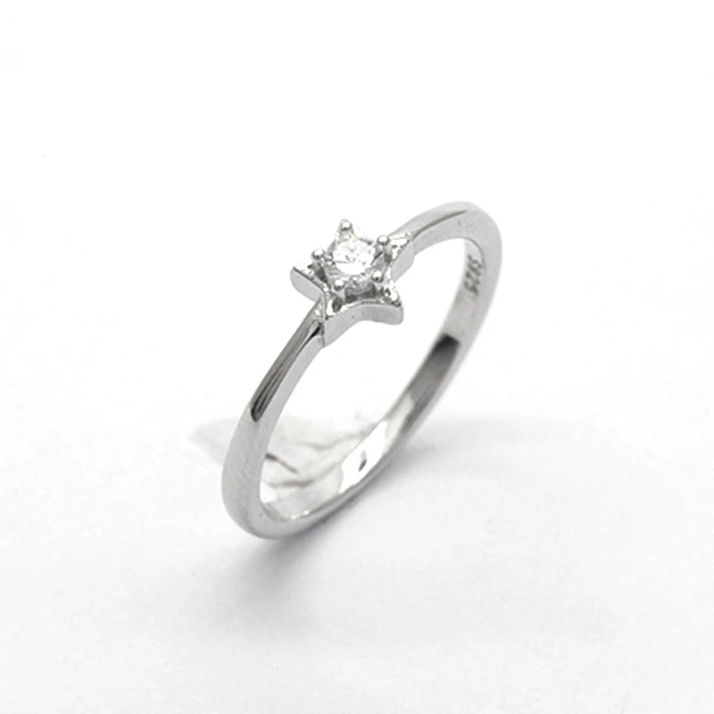 Simple Vintage Style 925 Sterling Silver Zircon Star Rings Fine Jewelry with Rhodium Plating for Girls for Wedding