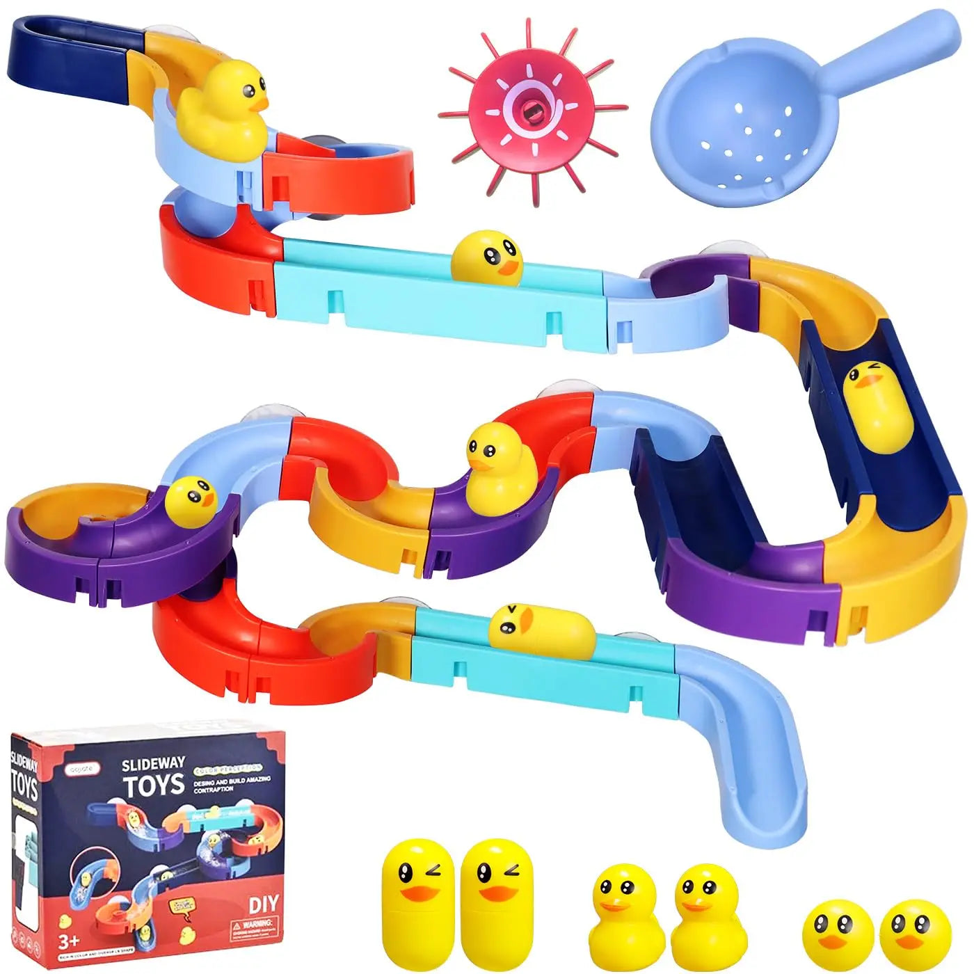 48PCS Kids Bath Toys Balls Track Game Shower Toys Assembled Track Water Slide DIY Bathtub Bathroom Bath Toy for Kid Gift