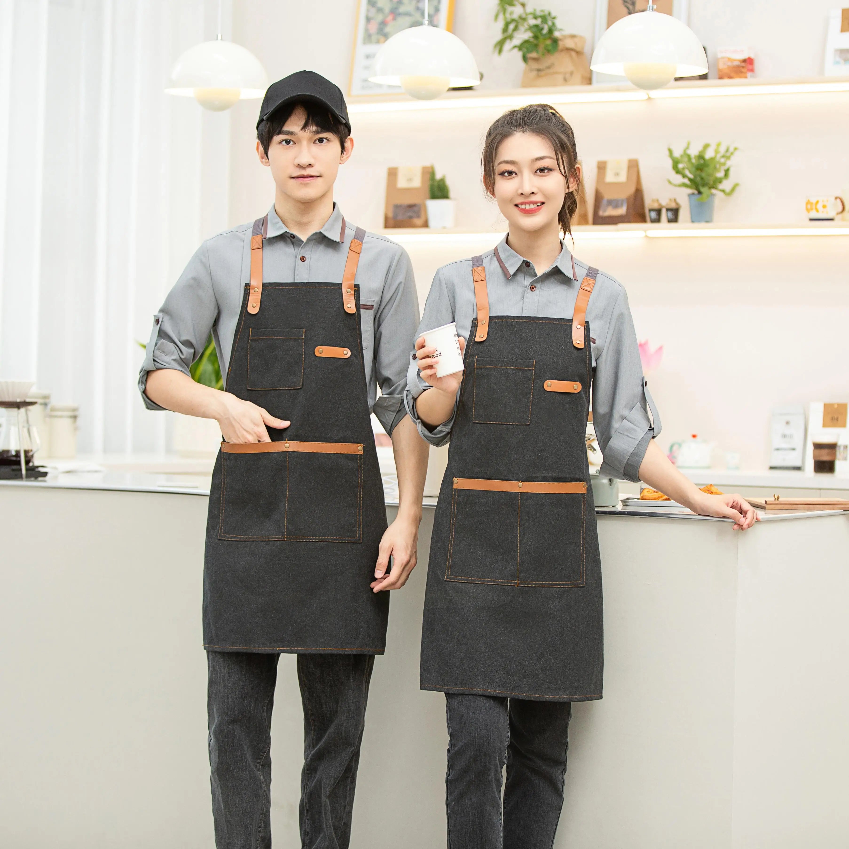 Heavy Canvas Gifts & Crafts Custom Garden Supplies Reusable Waterproof Fabric Chef Baking Sleeveless Apron With Pocket