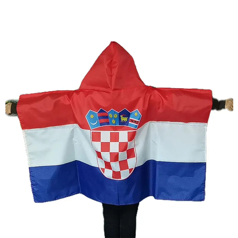 100% Polyester Promotional Football Fan Croatia Cloak Germany Italy Custom Personal Country Europe Cape Body Flag