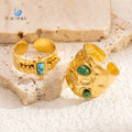SUMMLY Trend Wholesale Niche Irregular Natural Stone 18K Gold Plated Stainless Steel Open Ring Fashion Jewelry