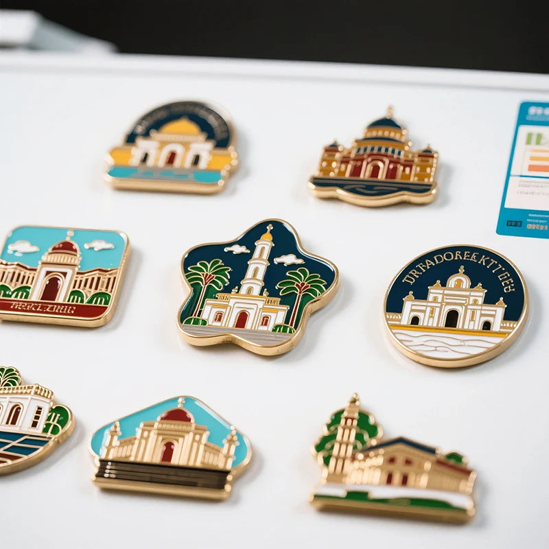 Custom PVC Promotional Fridge Magnets Exquisite Souvenir Resin Rubber Magnet with Metal Pin for Memo Note & Refrigerador Sticker