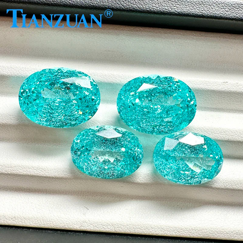 Neon Blue Paraiba Oval Shape AGL Certified Synthetic YAG Loose Stone With Inclusions DIY Accessories for Jewelry Making