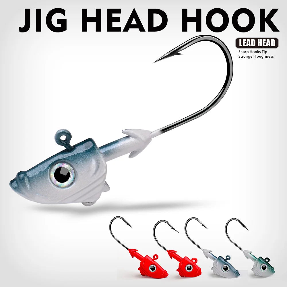 Fishing Jig Heads 3D Realistic Eyes Attract Bass Jig Hook 21.5g 32.5g Saltwater Assist Hook Jigging Head