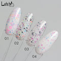Trending 2024 Nail Art Tutti Frutti Candy Colors Milky White Glitter Hexagon Flakes Dots Rubber Base Coat Colours UV Gels Polish