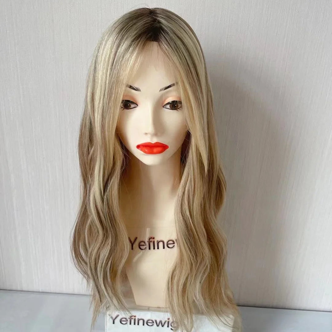 Yefinewig Brazilian Remy Virgin Human Hair French Lace Front Transparent Lace Jewish Wig with 130% Density and No Shedding