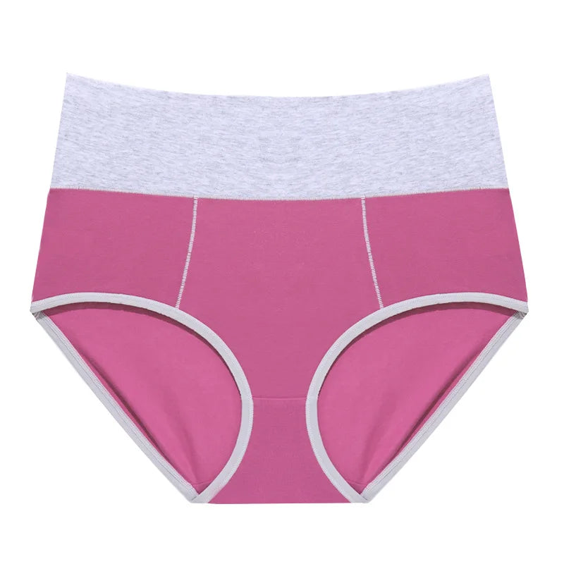 Women's Lace High Waisted Cotton Underwear Soft Breathable Full Coverage Stretch Briefs Ladies Panties