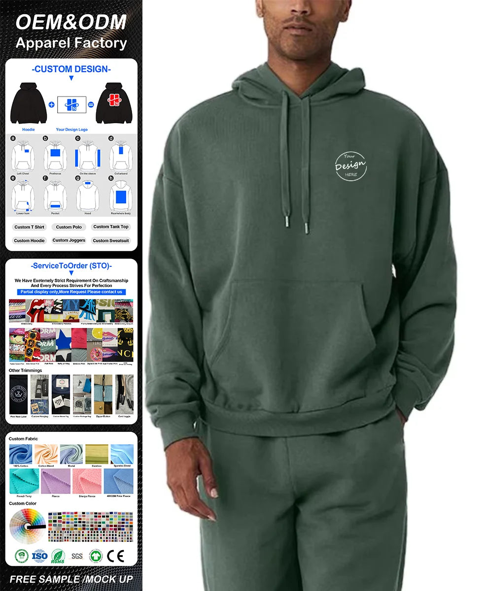 Custom High Quality 310-480 Gsm Cotton Fashion Blank Hoodie Men's Oversized Streetwear Pullover Hoodie Custom Logo Men Hoodies