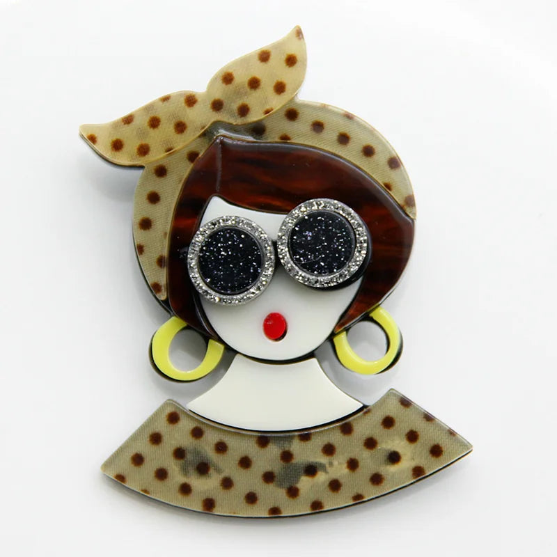 2024 Wholesale Customized Fashion Girl Sunglasses Cool Polenta Trend Party Acrylic Brooch for Women