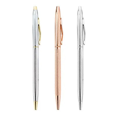 Gift Promotional Ball Pen Customized Logo Black White Slim Metal Body Twist Ballpoint Pen