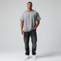 Summer American Style Vintage Knitted Blank T-Shirt Men Cross-Border 250g Solid Washed 100% Cotton Short Sleeve Anti-Pilling