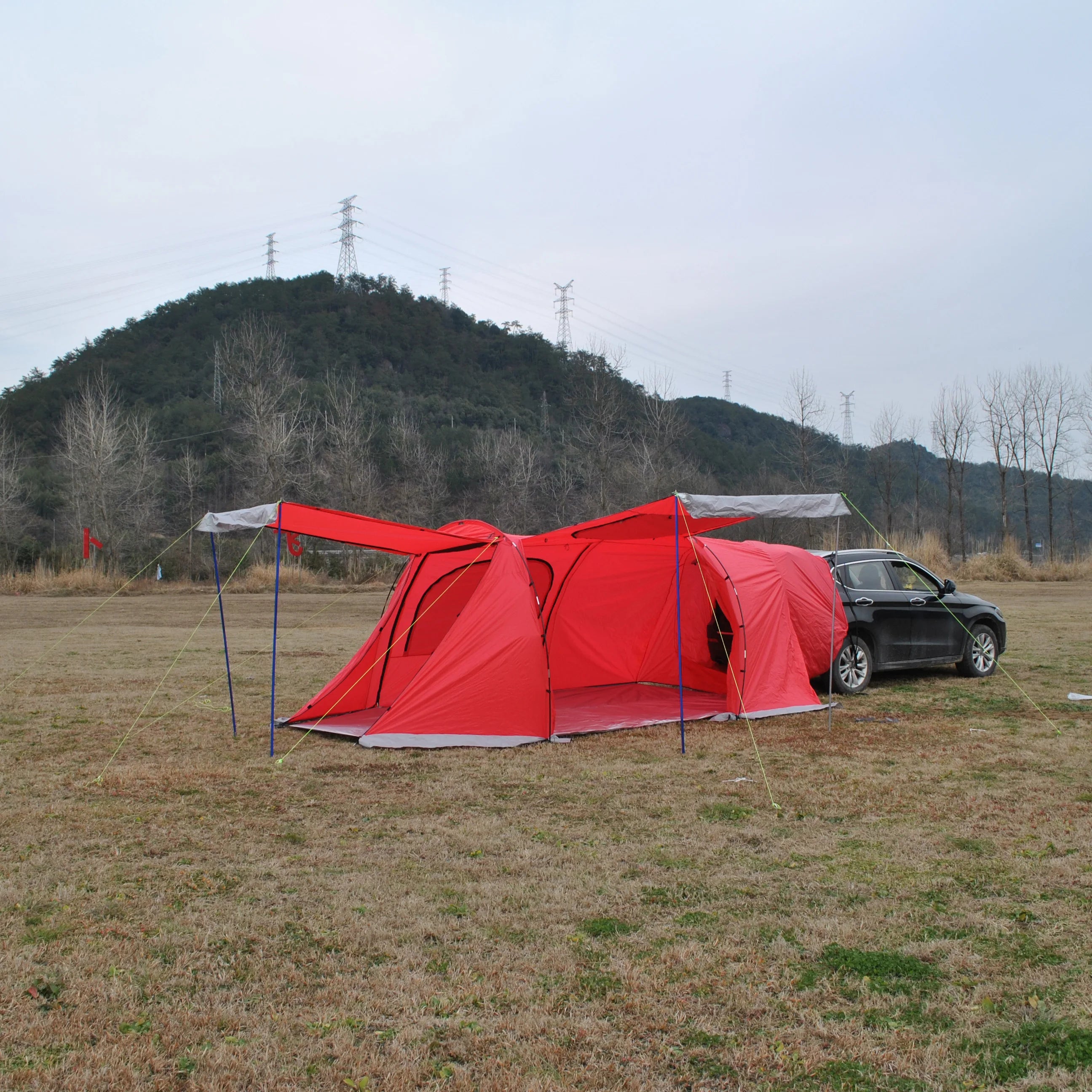 Portable 6-Person Outdoor Family Camping Car Awning Tent CXZ-566 SUV Tent with Double Layers for Rear Car Tent Trailer Tent