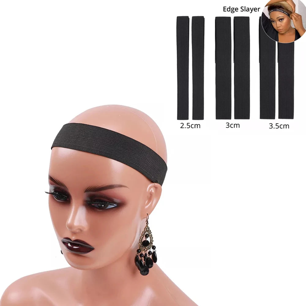 New Upgrade 2.5cm/3cm/3.5cm Adjustable  Hook and Look Magic Tape Band Black Nylon Highest Wig Elastic Band for Wig Cap Wig
