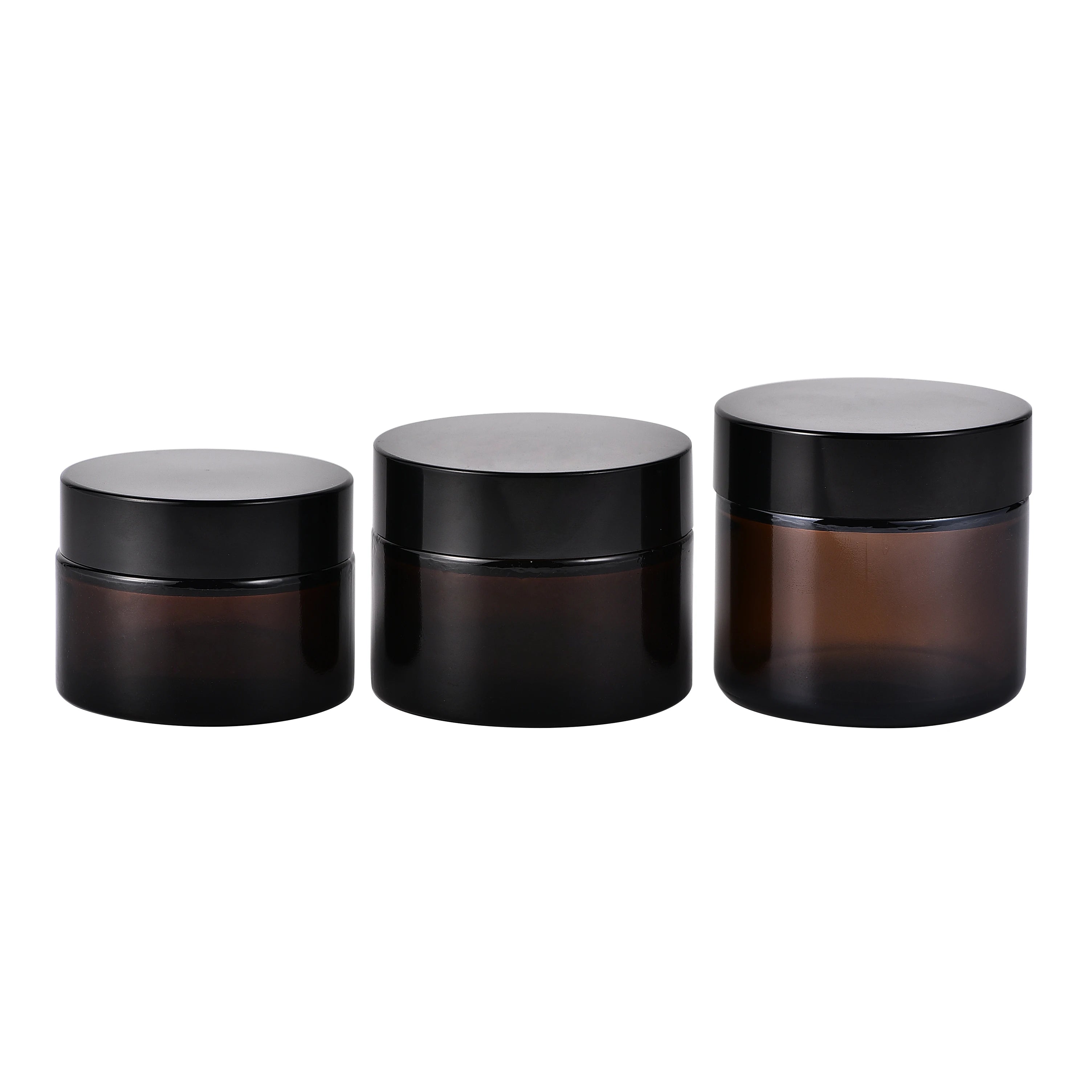 Cream Jars Amber Colored Glass Customized 50ml Round Face Cream Cosmetic Plastic Cap 150 Gram Size Wholesale Skincare Body