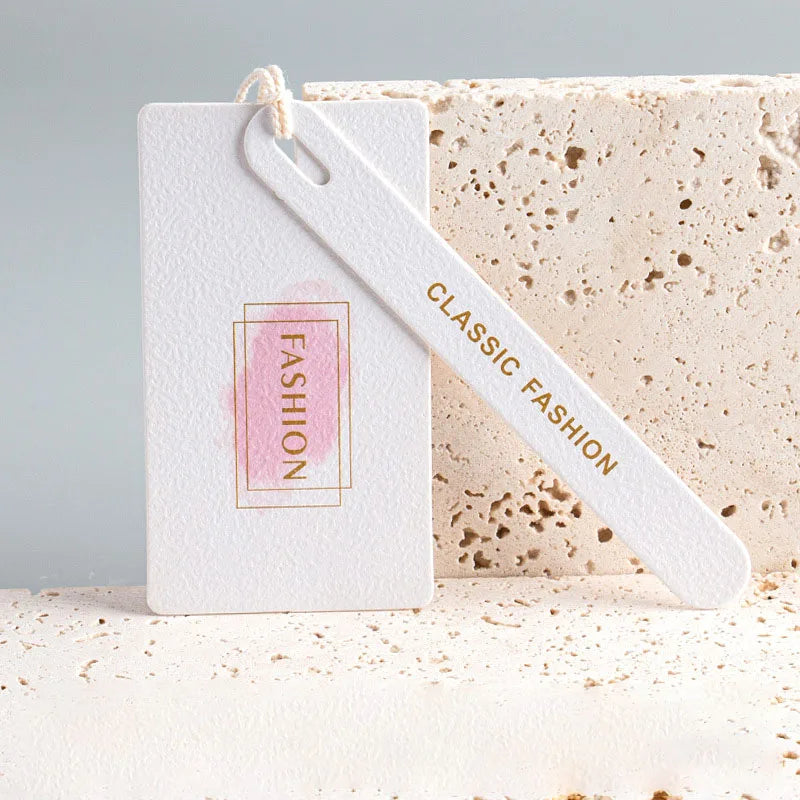 Free Sample Recycled Label Embossed Hang Tag Special Cardboard Gift String Brand Name Hangtags for Clothing Own Logo