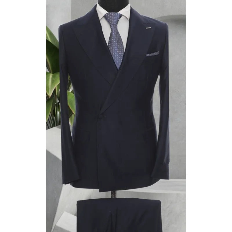 New Men Suits Italian One Button Double Breasted Black Tailor-Made Blazer Pants Set Business With Party Wedding Suits for Men