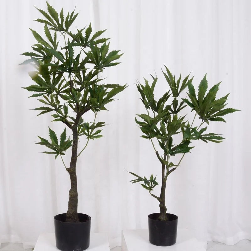 Faxu 42inch Green Decorative Indoor Artificial Hemp Plant with 5-8 Year Lifetime