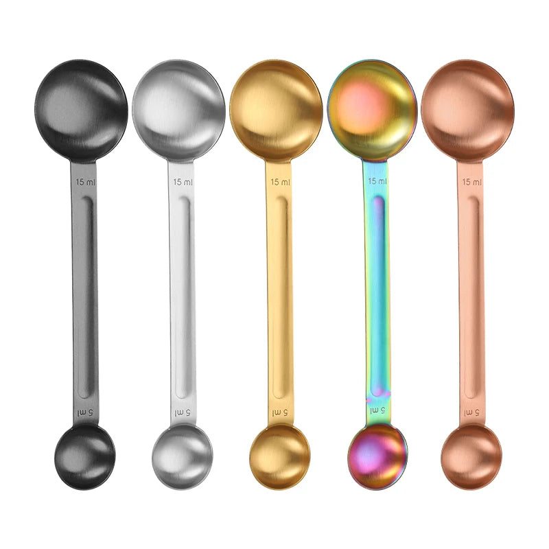 2 in 1 Double Head Coffee Measure Bean Scoop Tea Spoon Stainless Steel Measuring Spoon