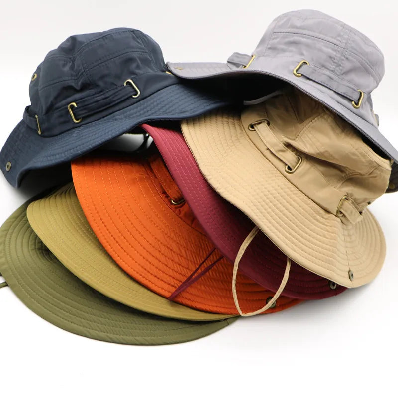 Wholesale Blank Fisherman Bucket Hat With String Summer Lightweight Adjustable Polyester Bucket Hat Foreign Trade Inventory