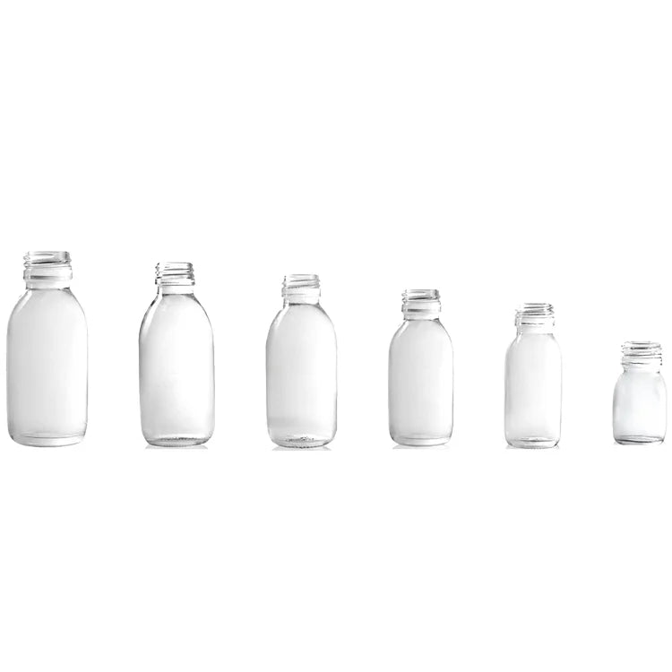 Clear Amber Syrup Bottle with Screw Cap 30ml 60ml 100ml 125ml 150ml 200ml 300ml 500ml Capacities