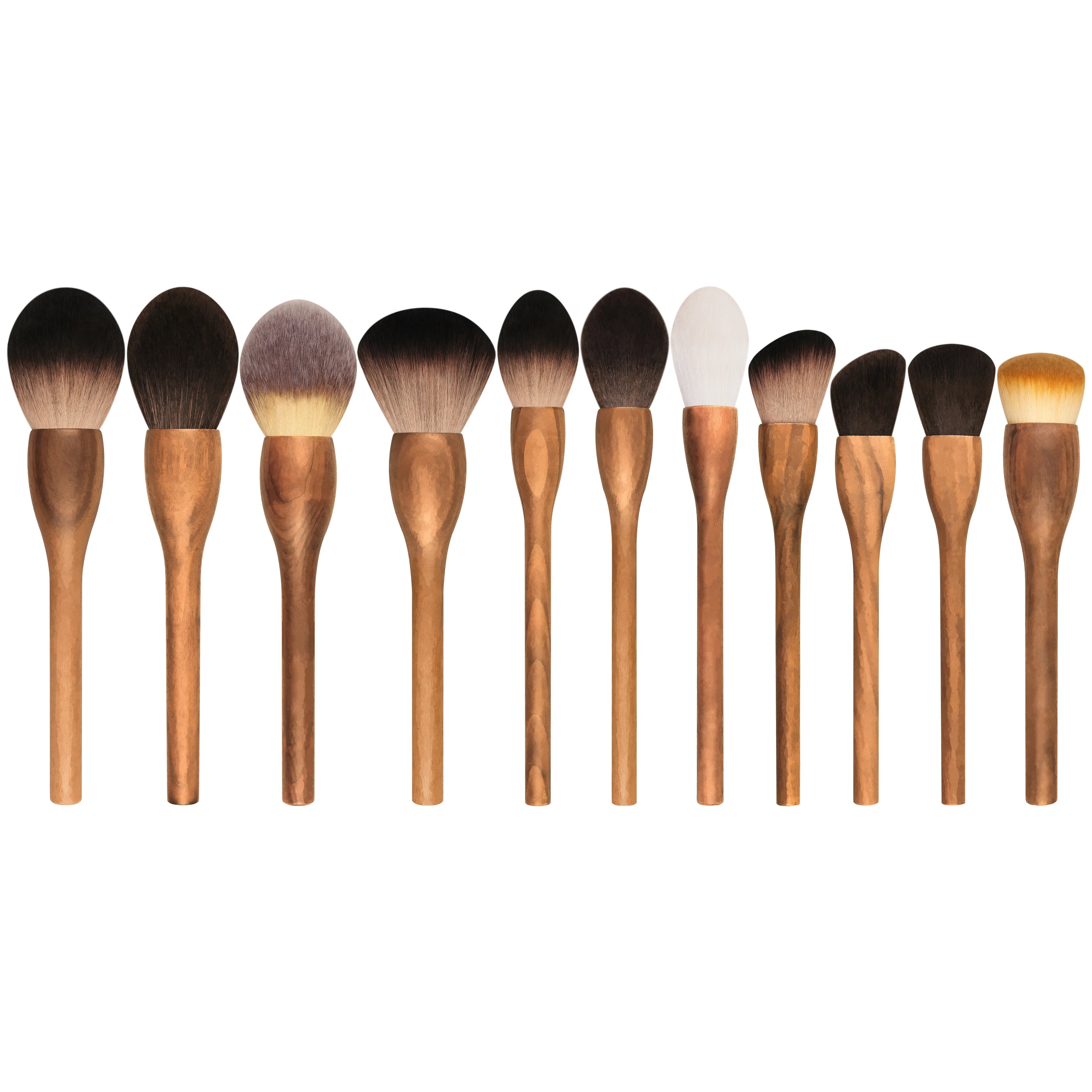 High End Walnut Makeup Brush Set Custom Logo Professional Makeup Tools for Women Synthetic Hair Vegan Makeup Tools