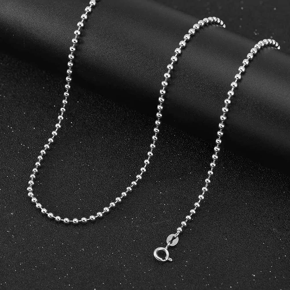 RINNTIN SC24 Bead Ball Chain Necklace 925 Sterling Silver Factory Supply Wholesale High Quality Jewelry Necklace