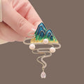 Luxury Vintage Pansy Drip Oil Mountain and River Rhinestone Brooches Women Brooch Pins Accessories Jewelry for Women Girls