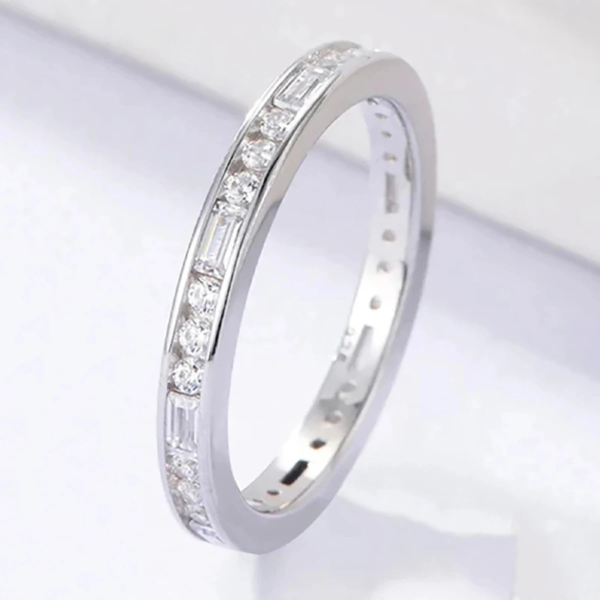 Huitan S925 OEM Elegant Geometric Square Shaped Design Crystal Cubic Zirconia Silver/Gold Plated Rings for Women Sterling Silver