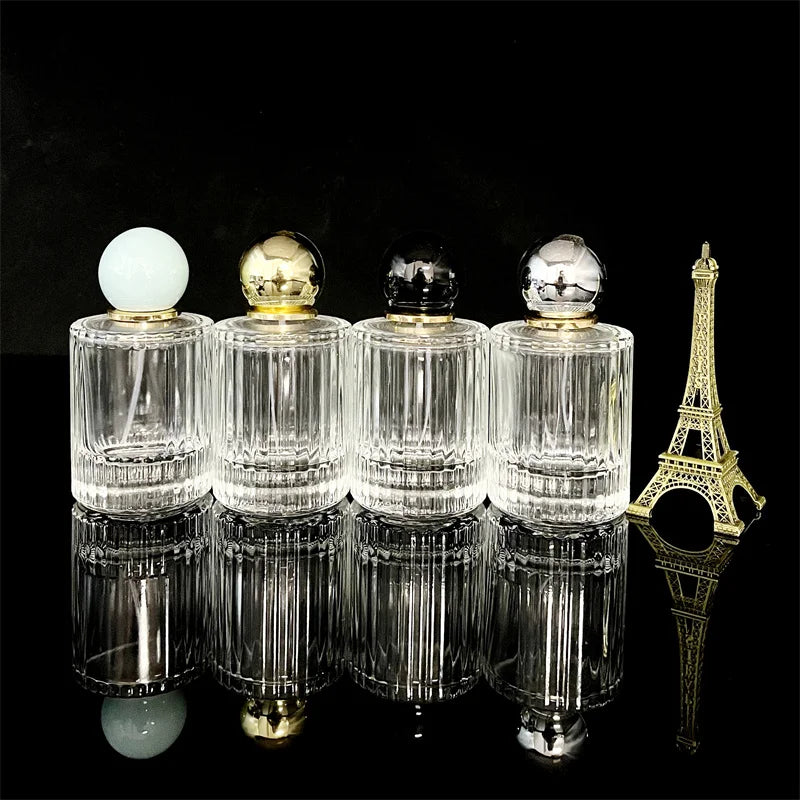 New 30ML50ML Perfume Bottle Vertical Strip Glass Spray Bottle Round Cap Portable Cosmetic Sub-bottling for Perfume