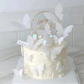 White Butterfly Happy Birthday Cake Topper Cake Decoration Handmade Painted for Wedding Birthday Party Baby Shower XQA8045