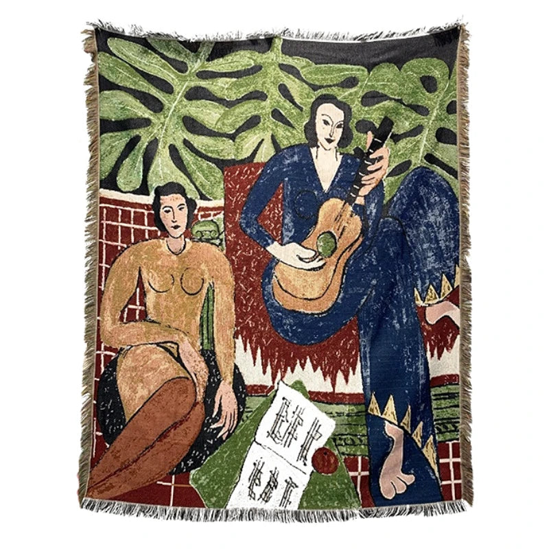 Ins Polyester Cotton Boho Rug Jacquard Custom Woven Blanket Tapestry Picnic Blanket for Camping Hiking