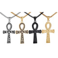 Men's Stainless Steel Egyptian Ankh Cross Pendant Necklace with Gold Snake Chain Religious Jewelry for Party Occasions Gift Idea