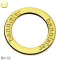 Gold Plated Bag Accessory O Ring Hardware Customized Engraved Name Brand Flat Metal O Buckle for Clothes