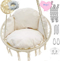 WOQI Nordic Style Cotton Swing Hammock Chair Rope Woven Hanging Basket Portable Ultralight Swing Chair