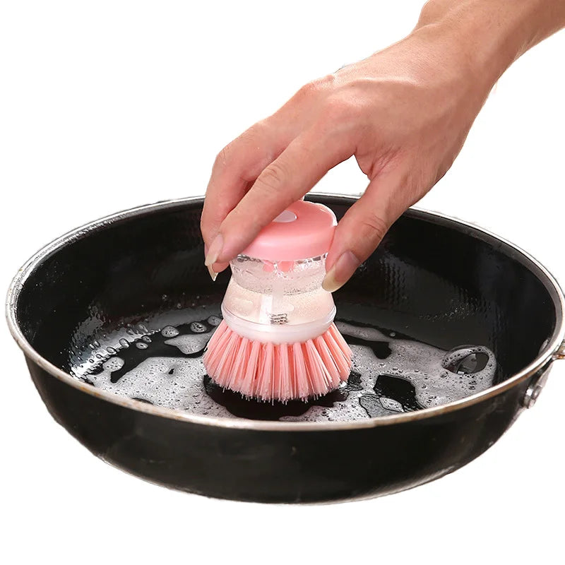 Baby-Friendly Plastic Kitchen Cleaning Dish Brush Hand Style Soap Dispenser for Household Bathroom Usage Cleaning Brushes