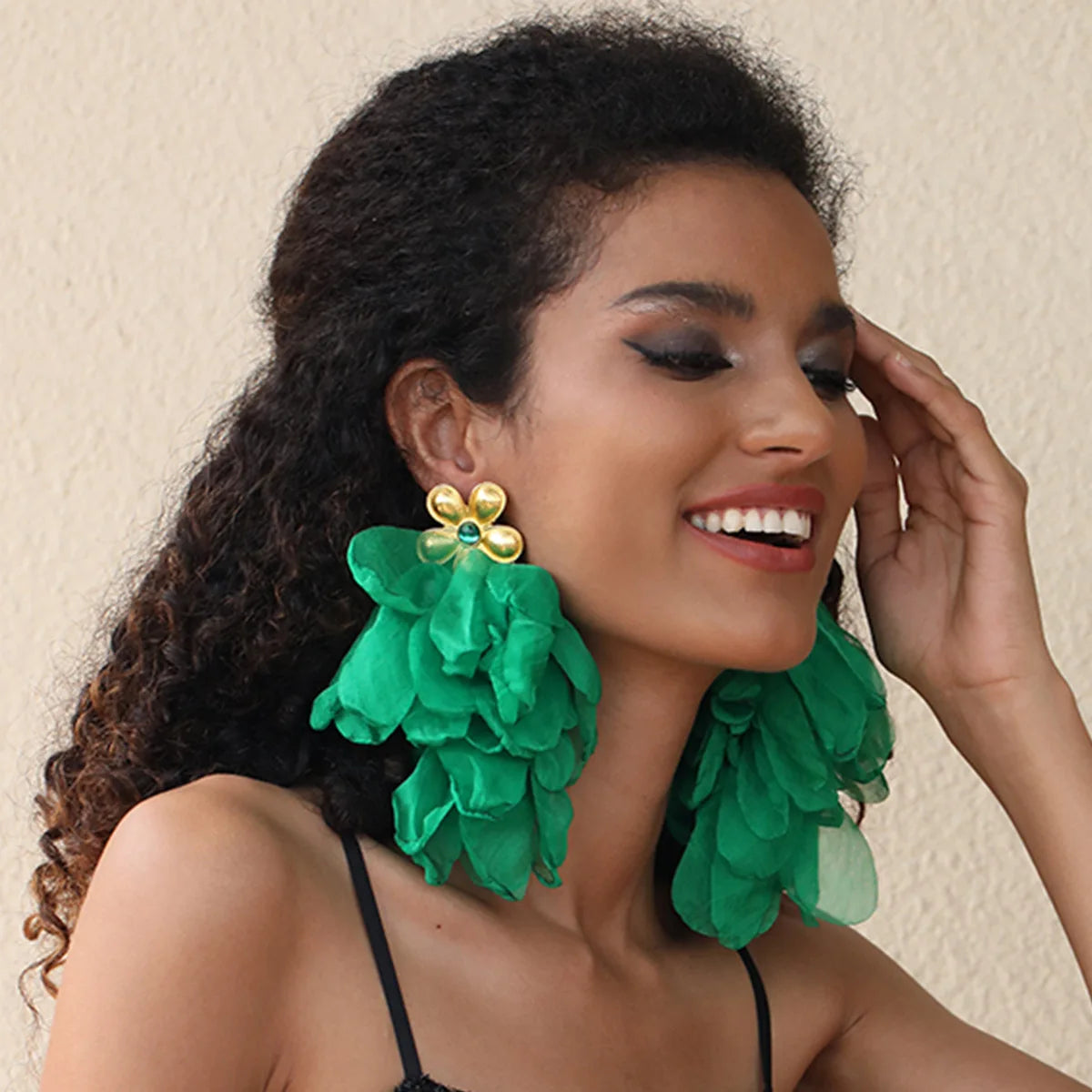 Jewelry Factory Fashion New Arrival Custom Red Fabric Women's Beach Hawaiian Flower Earrings Cute Acrylic Bohemian Earring
