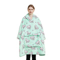 Custom CVS Winter Warm 100% Polyester Flannel and Sherpa Hooded Blanket Oversized Wearable Pocket and Sleeves Hoodie Blanket