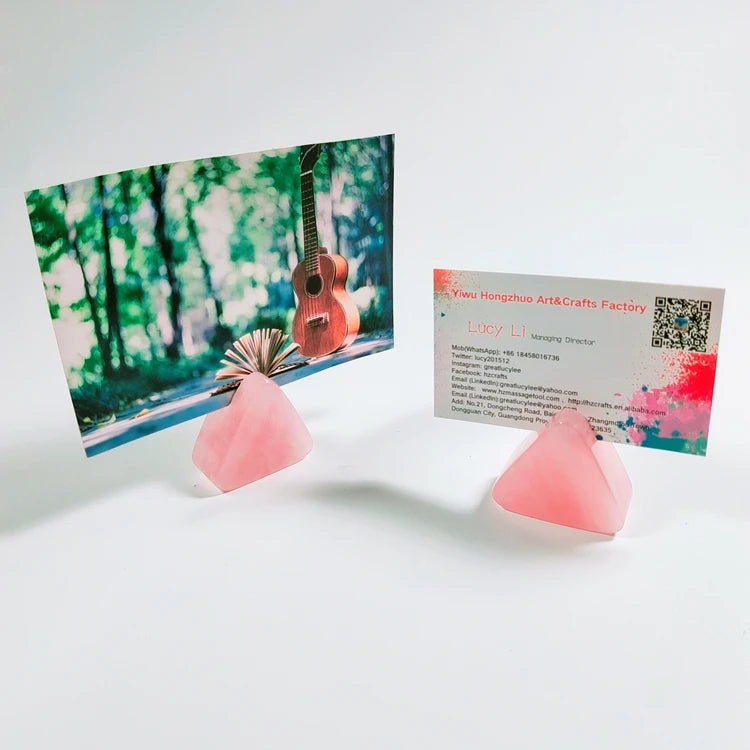 HZ Personalized Business Card Holder Rose Quartz Card Crystal Card Holder