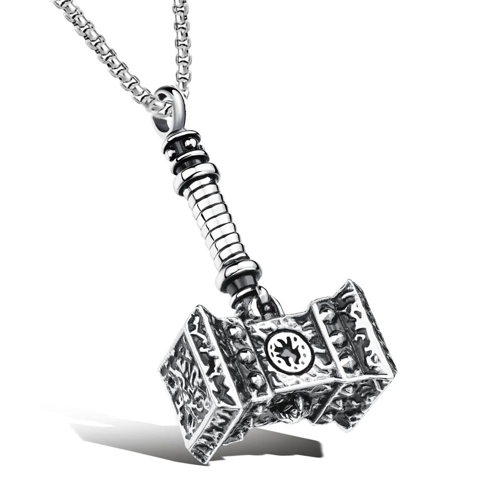 SC Hot Selling 316L Stainless Steel Chain Men's Fashion Hip Hop Jewelry Hammer Pendant Necklace Fitness Accessories