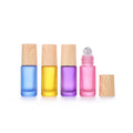 10ml Empty Wood Grain Lid Metal Roller Essential Oil Eye Cream Cosmetic Packaging Glass Perfume Roll on Bottle