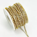 Factory Direct Gold Claw Rhinestone Chain Jet Rhinestone Strass Cup Chain