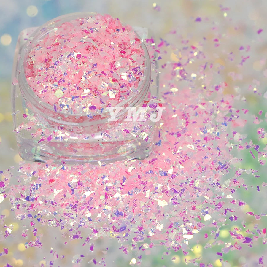 Iridescent Mylar Flakes 2*2 Size Dreamy Pastel Neon Glitter for DIY Nail Art Resin Crafts Slime Tumbler Christmas Decorations