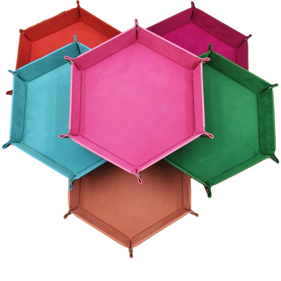 23*23*4 cm PU Leather Velvet Material Dice Box Bigger Hexahedron 6 Faces Colorful DND Dice Tray Packaging & Printing Product