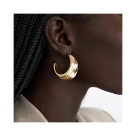 ERESI HOT 18k Gold Plated Hypoallergenic Stainless Steel Vintage Arc Moon Polished 40MM Earrings Luxury Jewelry for Women