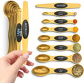 8pcs Stocked Magnetic Gold Stainless Steel Measuring Spoons Set Dual Sided Stackable Teaspoon Tablespoon Leveler Baking Cooking