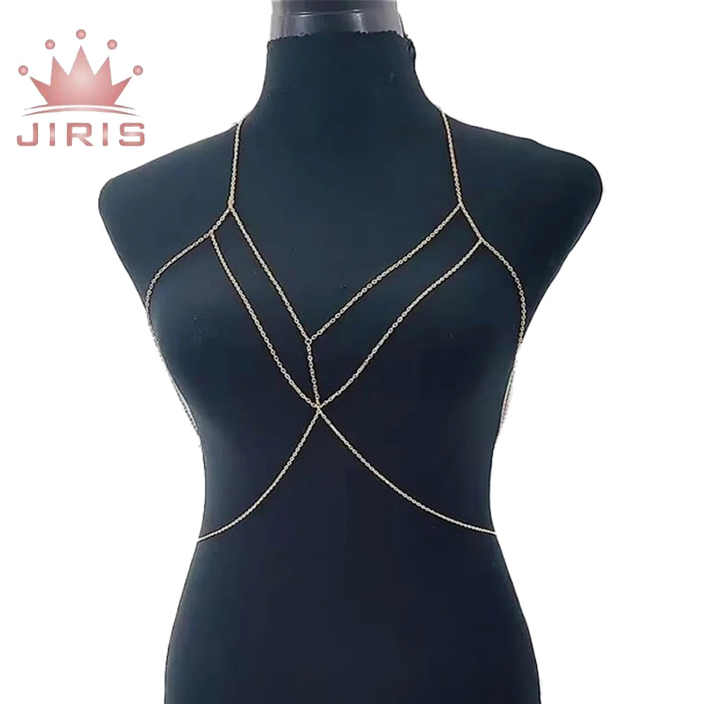 JIRIS New Design Stainless Steel Belly Chain Body Jewelry with Gold Plated & Silver Plated Double Layer for Women Party Occasion