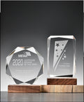 ADL Customized Acrylic Awards Crystal Trophy Glass Award Wooden Base 10th Anniversary Custom Logo Love Theme Model Perfect Gift
