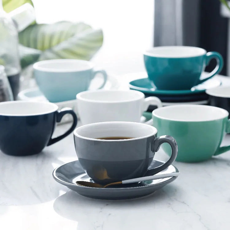 250cc European Cappuccino Ceramic Mug Set Hotel Restaurant Coffee Cup Porcelain Logo Printing Manufacturer Direct Sell Hot Cakes
